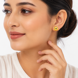 GoldNX Textured Gold-Toned Round Stud Earrings for Women
