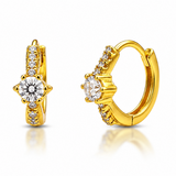 NXGOLD Solitaire Crystal Gold-Toned Huggie Hoop Earrings for Women