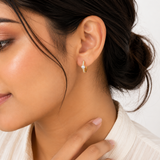 NXGOLD Solitaire Crystal Gold-Toned Huggie Hoop Earrings for Women