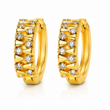 NXGOLD Geometric Crystal Gold-Toned Huggie Hoop Earrings for Women