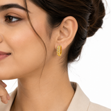 NXGOLD Geometric Crystal Gold-Toned Huggie Hoop Earrings for Women