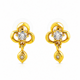 NXGOLD Clover Crystal Drop Gold-Toned Stud Earrings for Women