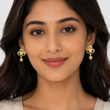 NXGOLD Clover Crystal Drop Gold-Toned Stud Earrings for Women