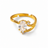 Elegant Oval Cut Crystal Solitaire Ring for Women