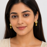 GoldNX Floral Crystal Drop Gold-Toned Stud Earrings for Women