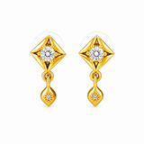 NXGOLD Geometric Crystal Drop Gold-Toned Stud Earrings for Women