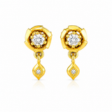 GoldNX Floral Crystal Drop Gold-Toned Stud Earrings for Women