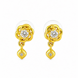 NXGOLD Floral Crystal Drop Gold-Toned Stud Earrings for Women