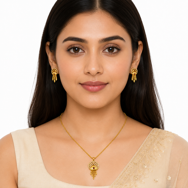 NXGOLD Luxury Gold Finish Crystal Pendant Necklace Set
