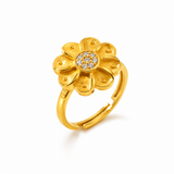Luxury Floral Adjustable Finger Ring for Women