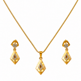 Luxury CZ Diamond Shape Pendant Necklace & Earrings Set