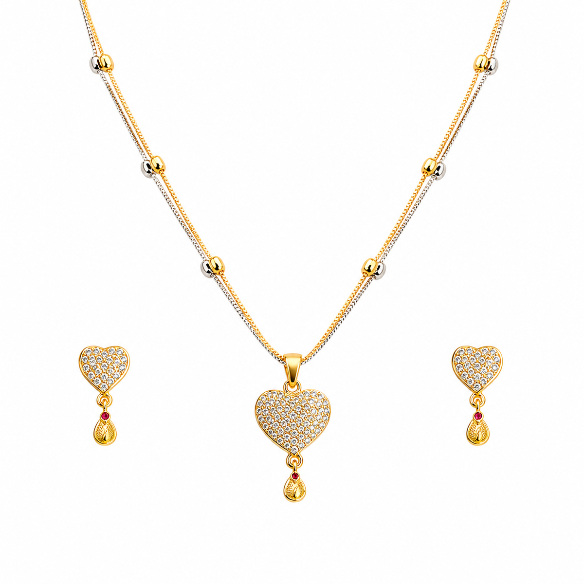 Luxe Crystal Heart Pendant & Matching Earrings Set