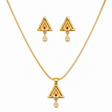 Triangle Sparkle Pendant Necklace Set for Women