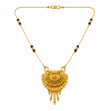 Traditional Black Bead Mangalsutra with Antique Floral Pendant