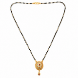 NXGOLD Antique Style Black Bead Mangalsutra with CZ & Ruby Pendant