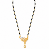 NXGOLD Designer Black Bead Mangalsutra with CZ Leaf Pendant