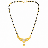 Traditional Black Bead Mangalsutra with Designer CZ Pendant