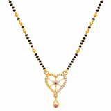 Elegant Black Bead Mangalsutra with Heart Pendant