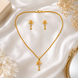 Elegant Wave Crystal Pendant Necklace Set