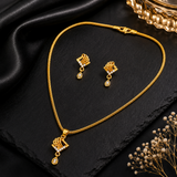 Elegant Wave Crystal Pendant Necklace Set