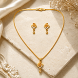 Elegant Wave Crystal Pendant Necklace Set