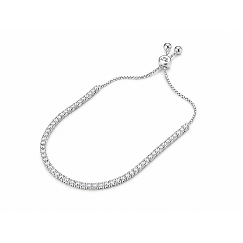 Classic CZ Tennis 925 Sterling Silver Adjustable Bracelet for Women & Girls