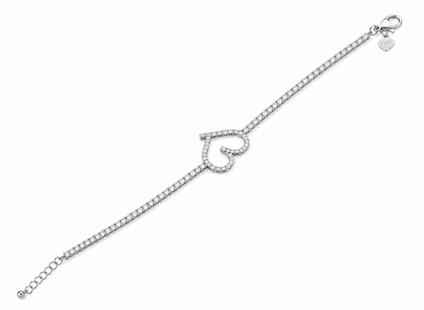 Heart Shape Cubic Zirconia 925 Sterling Silver Bracelet