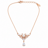 Elegant Pearl Crown Pendant Necklace in Rose Gold