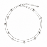 925 Sterling Silver Double Layer Bead Bracelet for Women