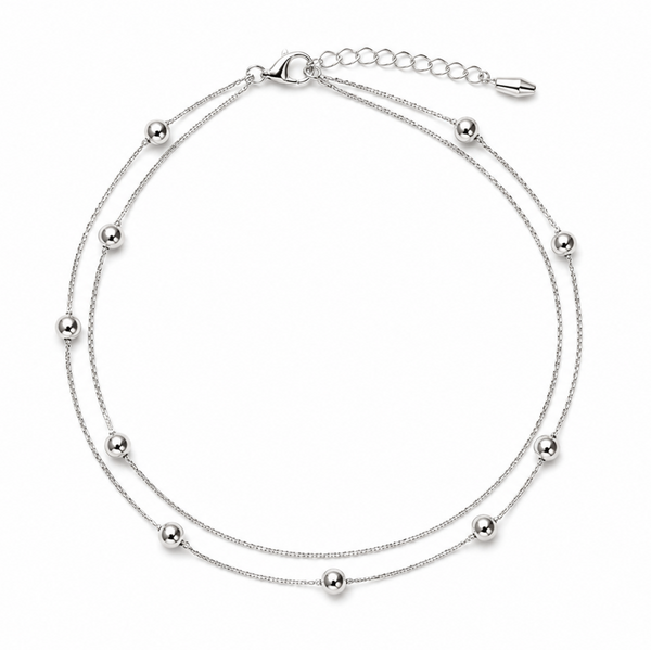 925 Sterling Silver Double Layer Bead Bracelet for Women