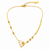 Elegant Gold Butterfly & Bead Chain Necklace