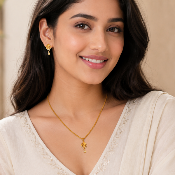 NXGOLD Timeless Floral CZ Pendant Necklace set
