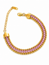 NXGOLD Designer Pink Cubic Zirconia Bracelet for Girls & Women