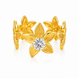 Elegant Anti-Tarnish Floral Blossom Ring with CZ Stone
