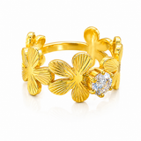 Chic Adjustable Anti-Tarnish Sunflower Ring with CZ Stone