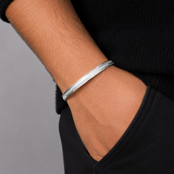Luxury 925 Sterling Silver Traditional Pattern Kada for Men