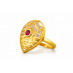 NXGOLD Royal Ruby Leaf Designer Ring