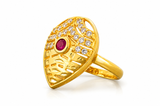 NXGOLD Royal Ruby Leaf Designer Ring