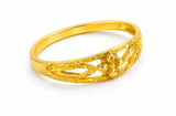 NXGOLD Floral Cutwork Textured Gold Ring