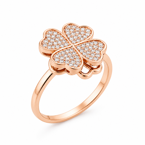 Luxury 360° Spin Clover Ring with Sparkling CZ Stones