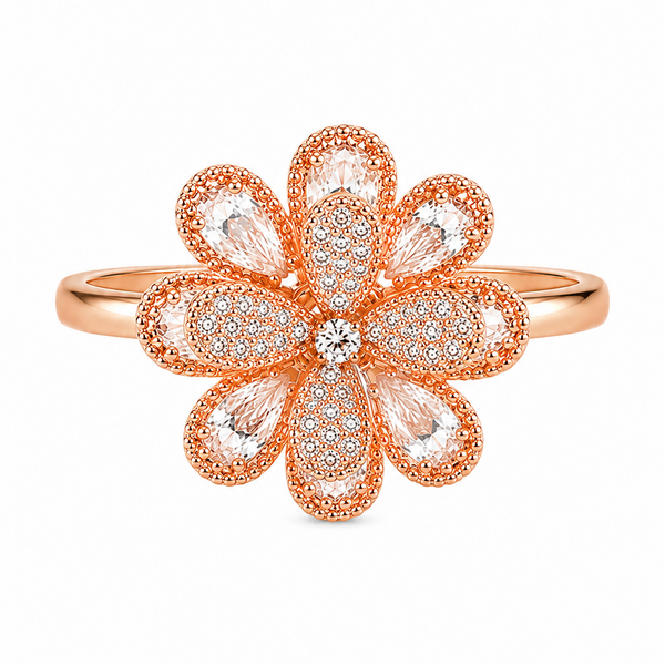 Luxury Blossom 360° Spin Ring with Premium Cubic Zirconia