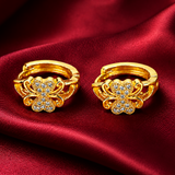 NXGOLD Floral Crystal Gold-Toned Hoop Earrings for Women