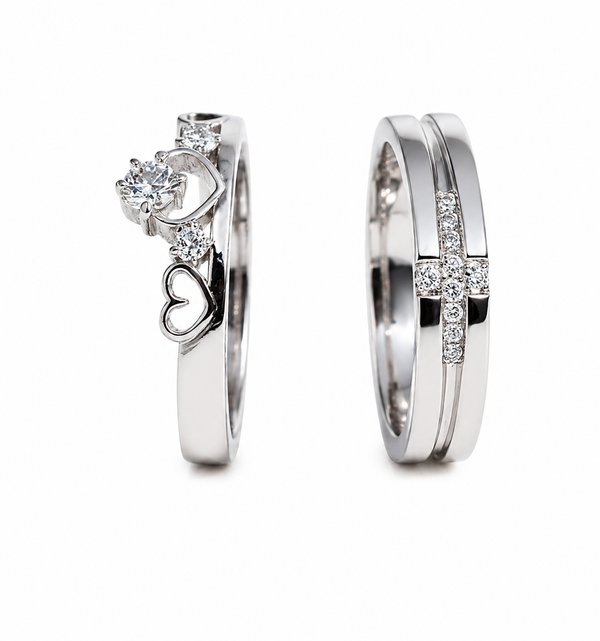 His & Hers Stainless Steel Couple Adjustable Matching Ring Set