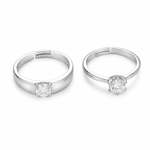 His & Hers Stainless Steel Solitaire Couple Ring Set