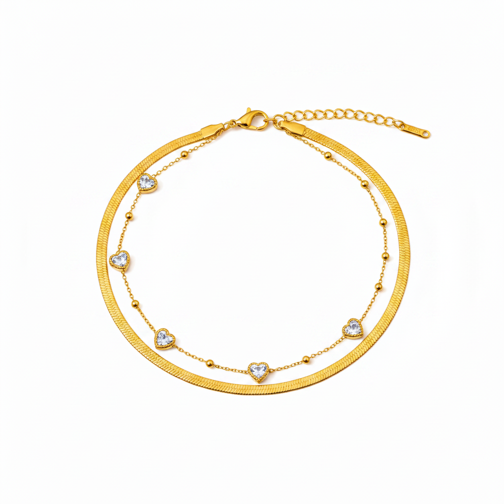 Elegant Dainty Triple Heart Bracelet for Women & Girls