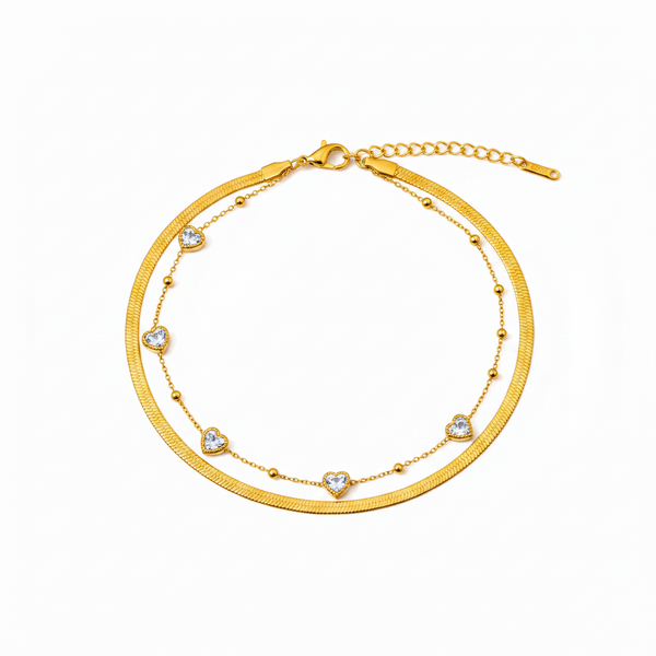 Elegant Dainty Triple Heart Bracelet for Women & Girls