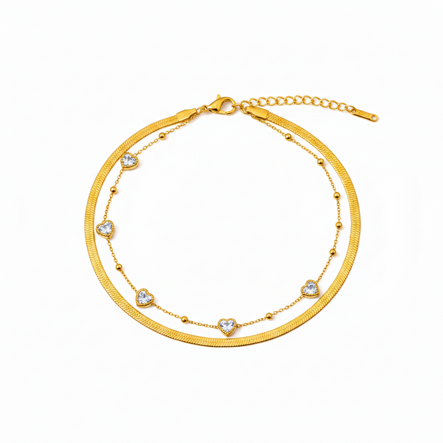 Elegant Dainty Triple Heart Bracelet for Women & Girls