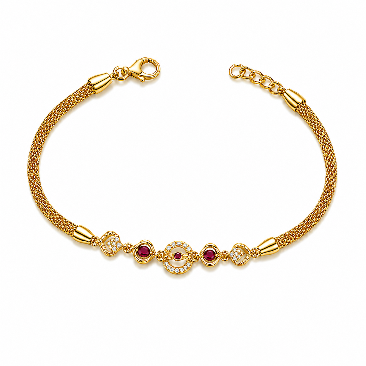 Regal Ruby Sparkle Link Bracelet for Women