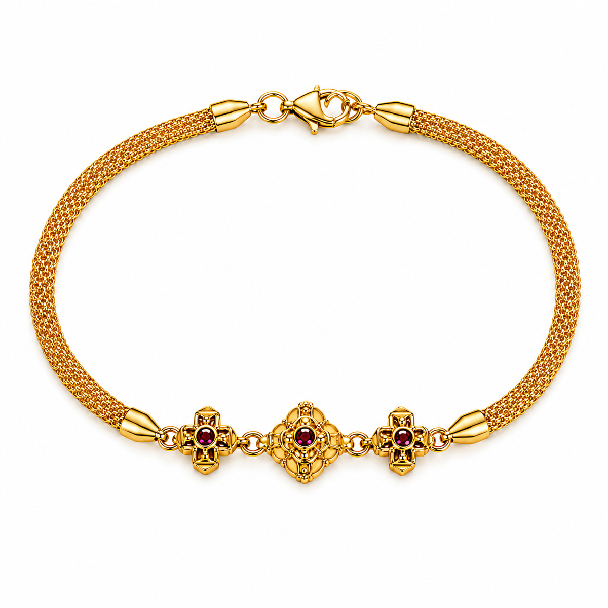 Royal Ruby Floral Charm Bracelet for Women & Girls