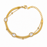 NXGOLD Premium Double Layer Oval Stone Bracelet